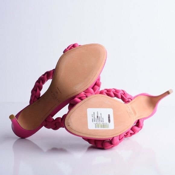 Alexandre Birman Womens Francis Braided Leather Mules Heels Pink EU 37 US 6 Rosa - Picture 8 of 9